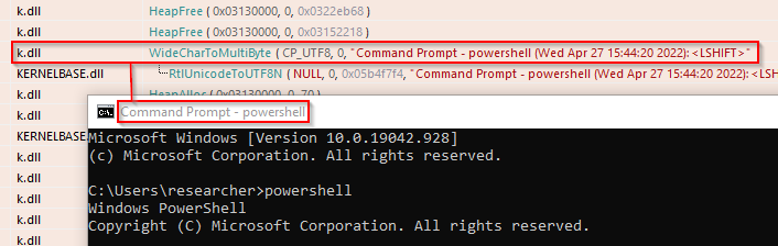 k.dll collects the windows headings to contextualize the stolen information